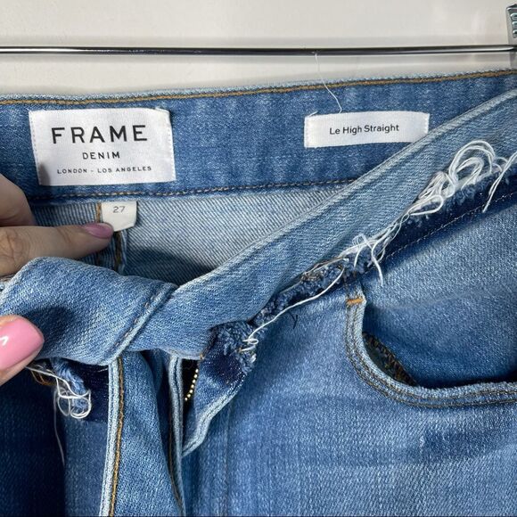 FRAME Le High Straight belt tie high rise jeans 27 - Picture 3 of 7